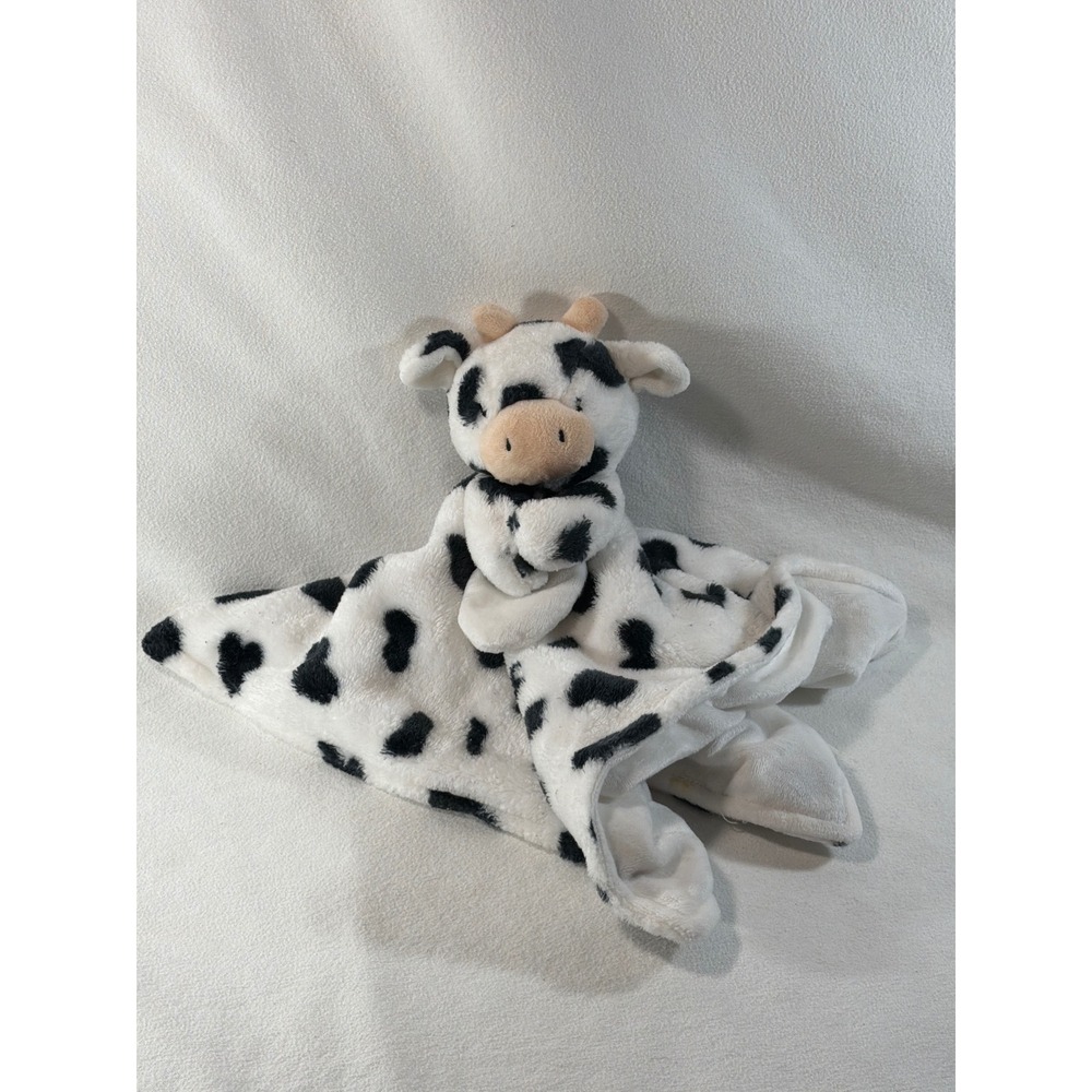 Carters Baby Cow Security Blanket Plush Lovey Black White Spotted Fleece 2024
